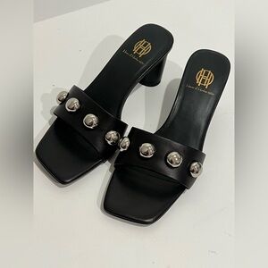 House of Harlow Black Studded Heeled Sandals